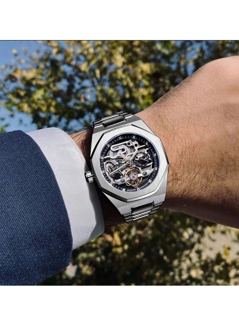 Bukela Watches for Men Watch Stainless Steel Luxury Luminous Water Resistant Automatic Mechanical Wristwatch 375SIBK - Image 3